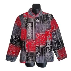 Christopher & Banks Jacquard Tapestry Jacket Womens M Full Zip Artsy Luxury